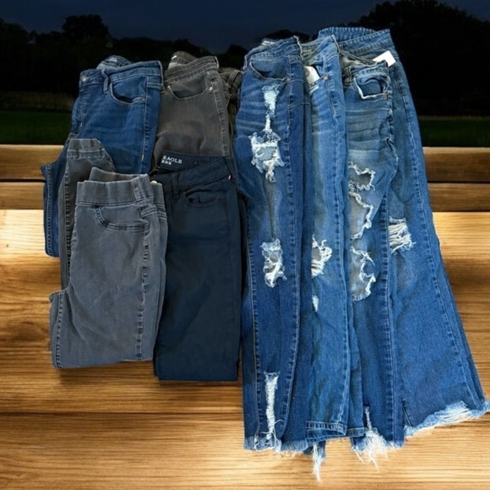 Assorted Denim and Gray Jeans Collection BUNDLE OF 8 pair